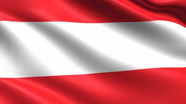 Bandera de Austria, con textura de tela ondeando.