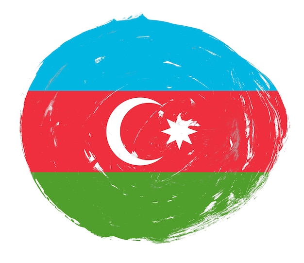 Bandera de Azerbaiyán pintada sobre un fondo de pincel de trazo blanco angustiado