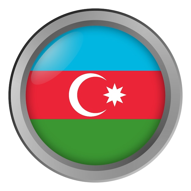 Bandera de Azerbaiyán redonda como un botón