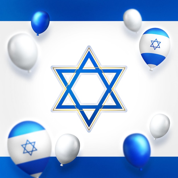 Foto una bandera azul y blanca con una estrella y una bandera que dice israel