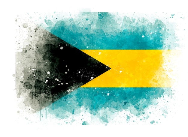 Foto bandera de las bahamas como ilustración acuarela