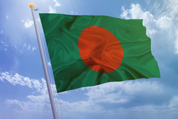 Bandera de Bangladesh en el fondo del cielo