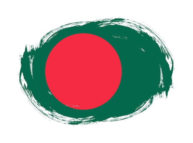 Bandera de Bangladesh en fondo de pincel de trazo redondeado