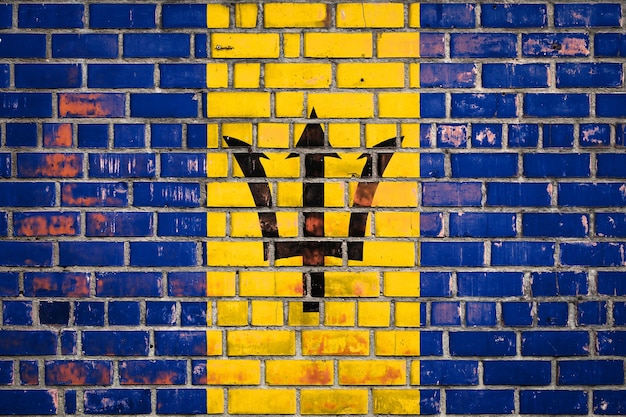 Bandera de Barbados sobre un fondo de ladrillo grunge