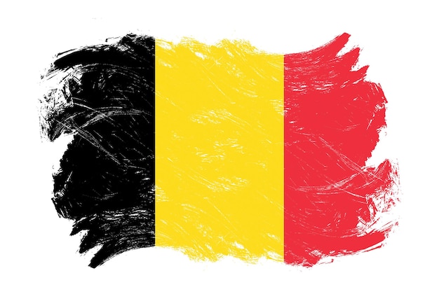 Bandera de Bélgica sobre fondo de pincel de trazo blanco grunge angustiado