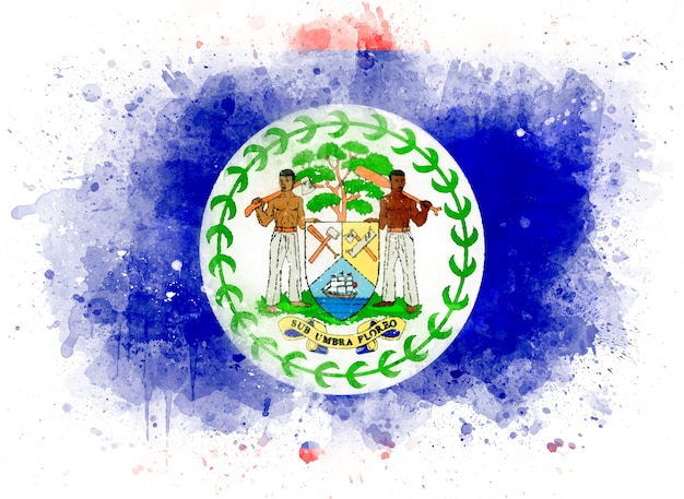 Bandera de Belice como ilustración acuarela