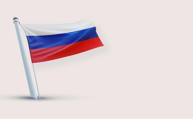 Una bandera de belleza completa para Rusia en un fondo blanco renderizado en 3D