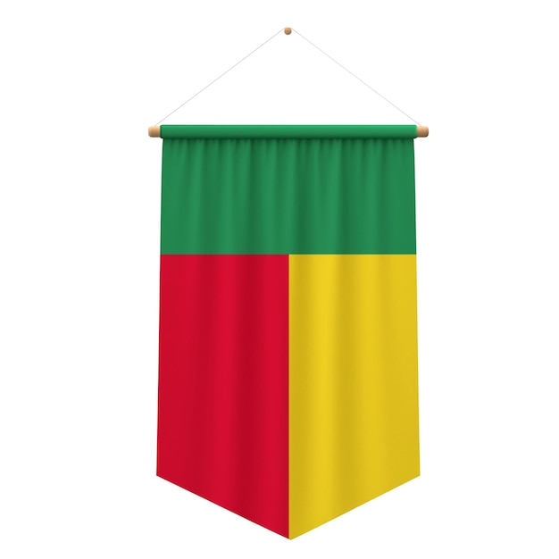 Bandera de Benin bandera colgante de tela 3D Rendering