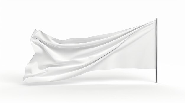 Foto una bandera blanca en blanco en un fondo blanco ilustración 3d