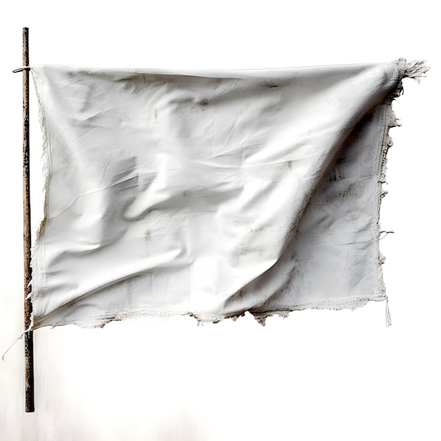 Foto una bandera blanca con un borde rasgado