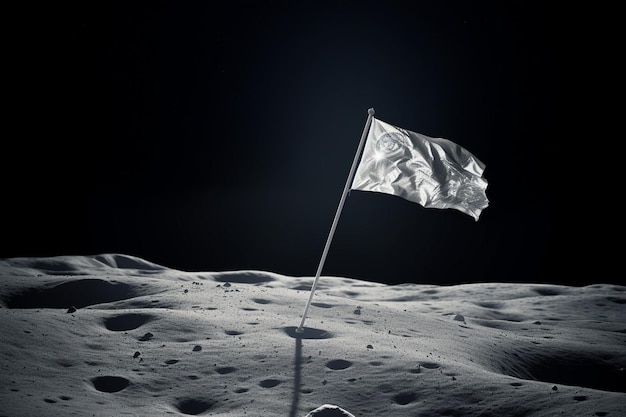 Foto bandera blanca en la luna en la superficie oscura