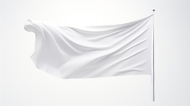Foto una bandera blanca sobre un fondo blanco