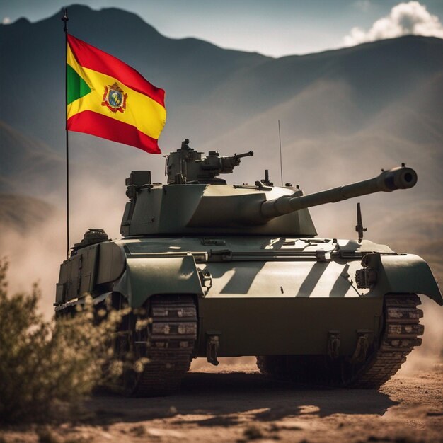 Foto la bandera de bolivia ondeando en el papel pintado del tanque del ejército