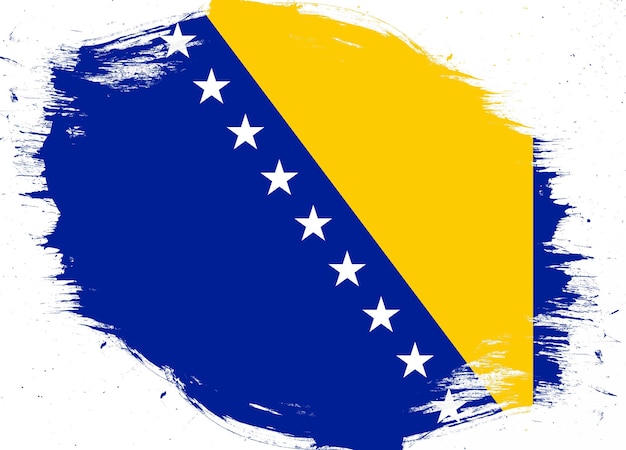 Bandera de bosnia y herzegovina sobre fondo de pincel grunge angustiado