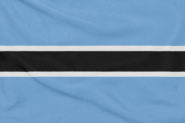 Bandera de Botswana en tela con textura. Símbolo patriótico