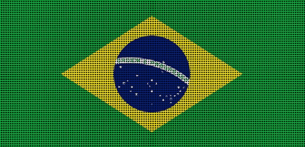 Bandera de Brasil pintada de colores en una placa de metal cepillado