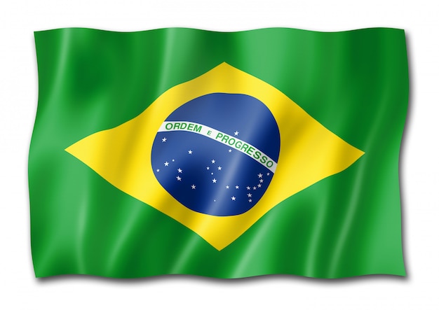 Bandera brasileña aislada en blanco