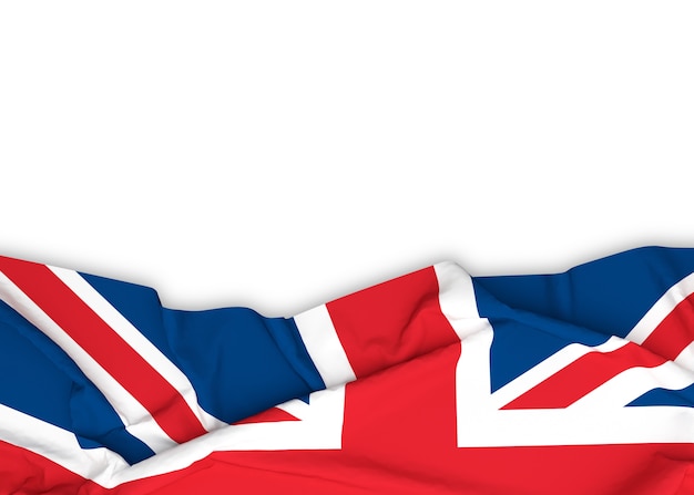 Bandera británica en el fondo blanco con trazado de recorte.