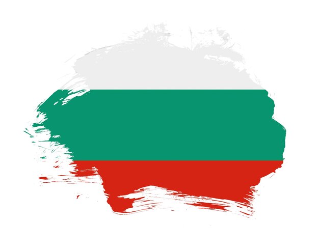 Bandera de Bulgaria pintada sobre fondo de trazo de pincel mínimo