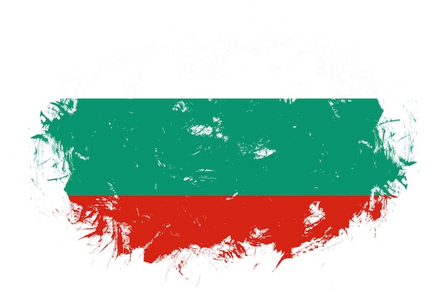 Bandera de Bulgaria sobre fondo de pincel de trazo abstracto