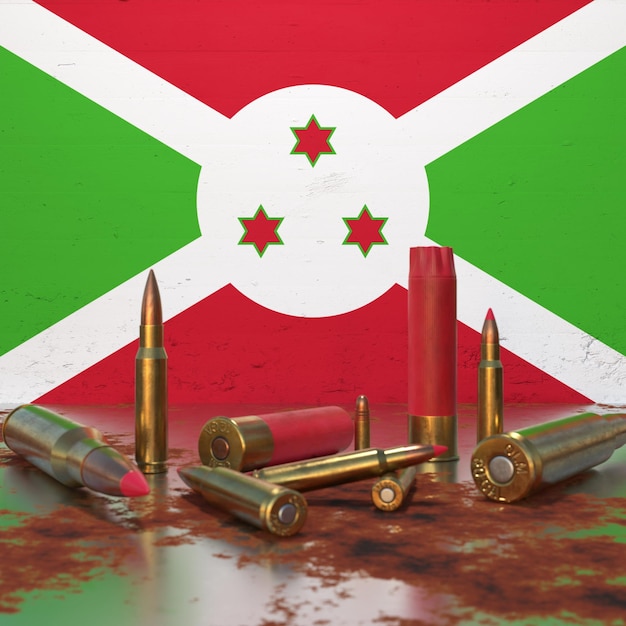 Bandera de Burundi con balas