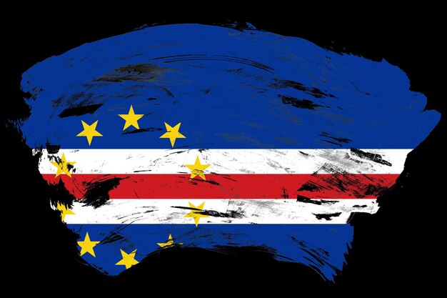 Bandera de cabo verde sobre fondo de pincel de trazo negro angustiado