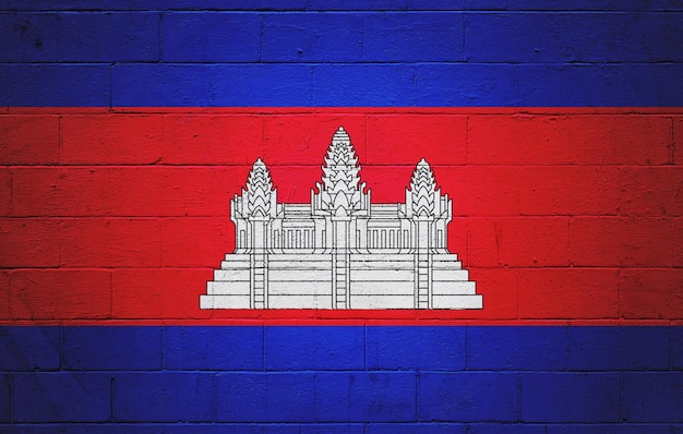 Bandera de Camboya pintada en una pared