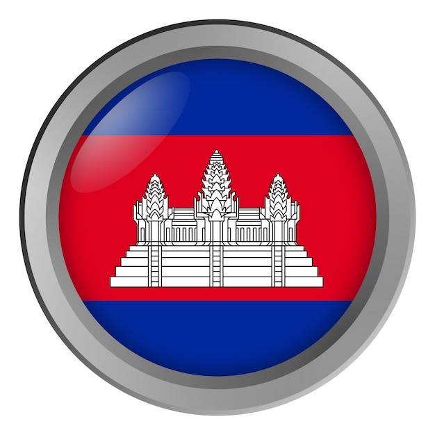 Bandera de Camboya redonda como un botón
