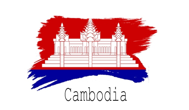 Bandera de camboya sobre fondo blanco.