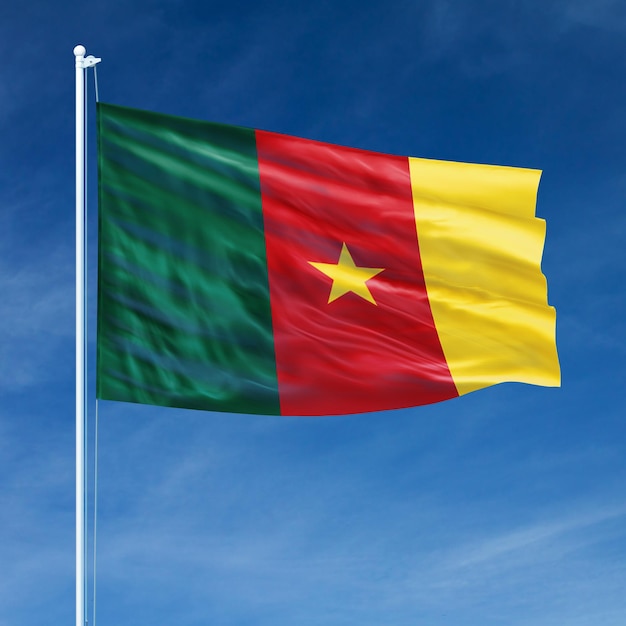 Bandera de Camerún en asta de bandera