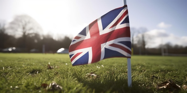 Una bandera en un campo con la palabra unidos