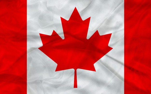 La bandera de Canadá ondea la bandera canadiense brillante blanca y roja