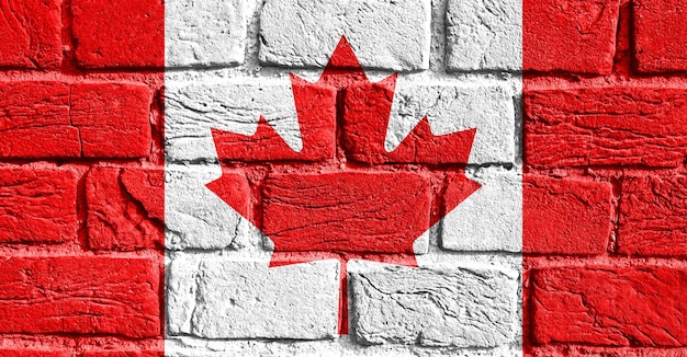 Bandera de Canadá en la pared