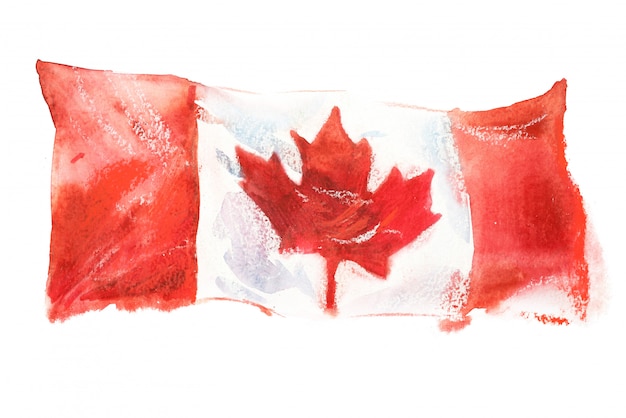 Bandera de canadá pintada en acuarelas