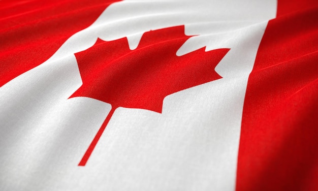 Bandera de Canadá en tela arrugada 3D Render