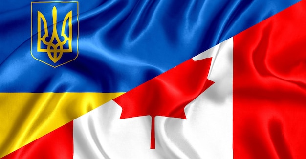 Bandera de Canadá y Ucrania