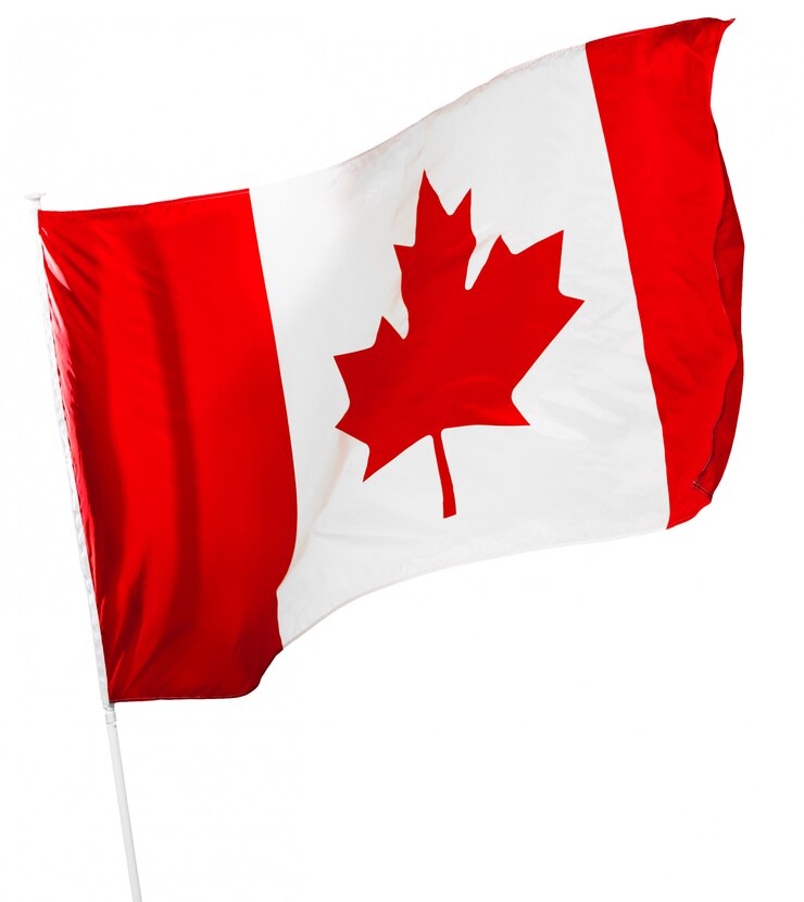 Foto bandera canadiense aislado en blanco