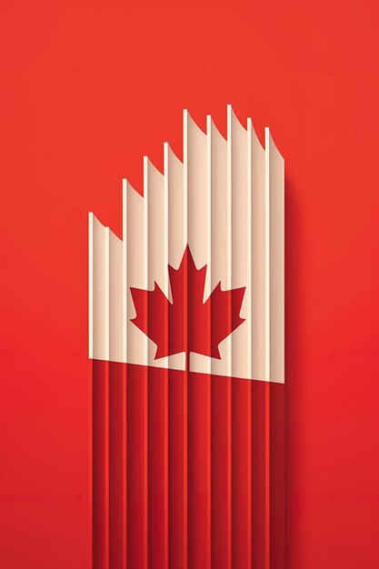 Una bandera canadiense con una hoja de arce en la parte superior.