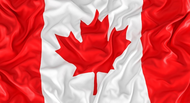 Bandera canadiense con pliegues y arrugas 3d render