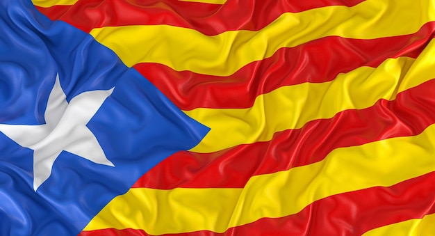 Foto bandera de cataluña ondeando en el viento render 3d