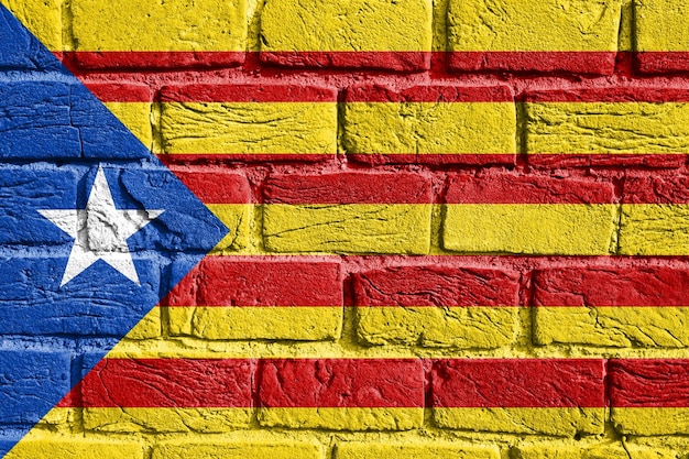 Bandera de Cataluña en la pared