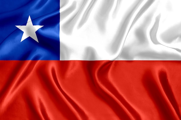 Foto bandera de chile fondo de primer plano de seda