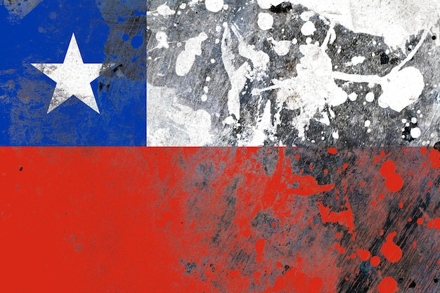 Bandera de Chile sobre fondo de textura grunge viejo rayado