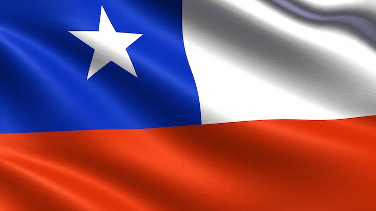 Bandera de Chile, con textura de tejido ondulado.