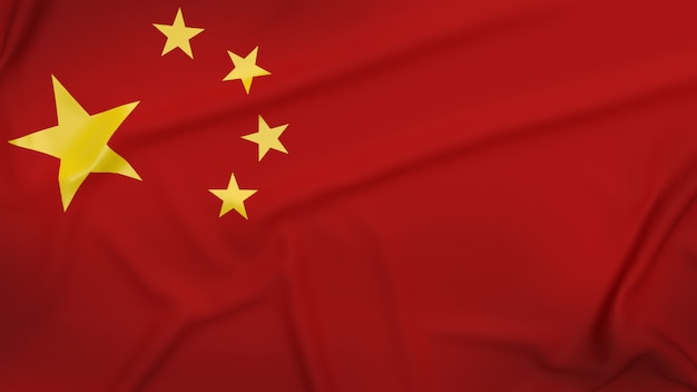 La bandera china de cerca la imagen para la representación 3d de contenido empresarial.