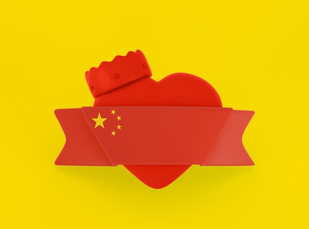 bandera china del corazón