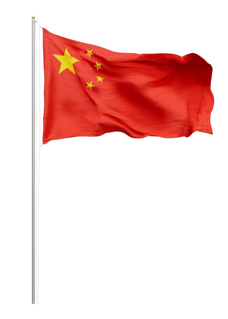Bandera china en png en el fondo transparente del poste