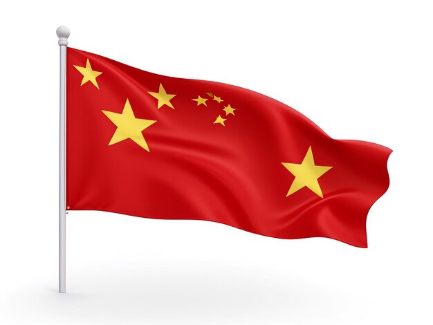 Foto la bandera de china soplando en el viento pekín textura de fondo ilustración de onda de renderización en 3d