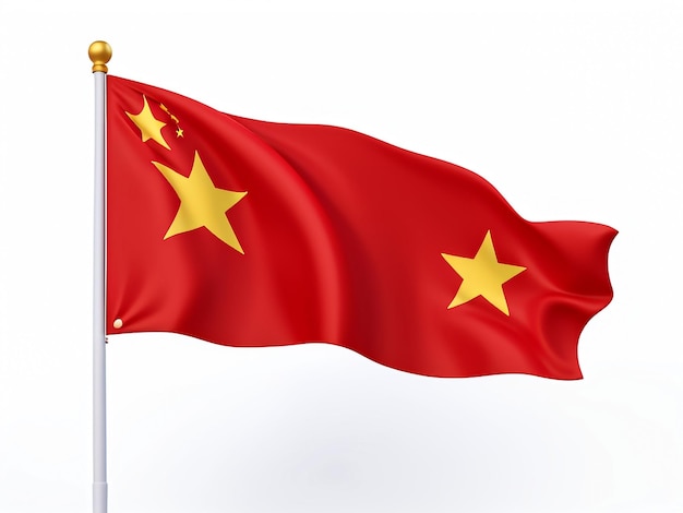La bandera de China soplando en el viento Pekín Textura de fondo Ilustración de onda de renderización en 3D