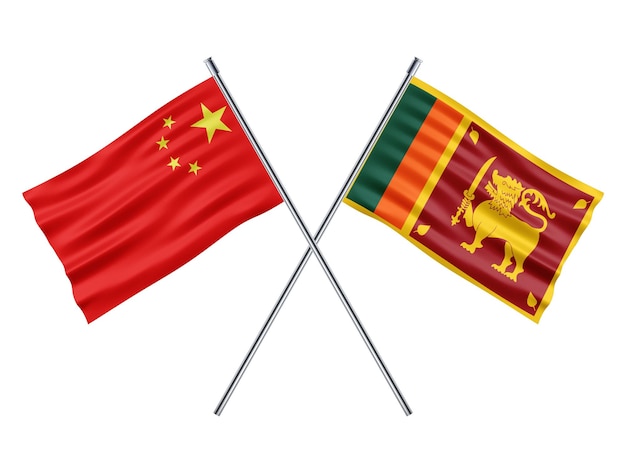 Una bandera china y de sri lanka con una bandera en ella